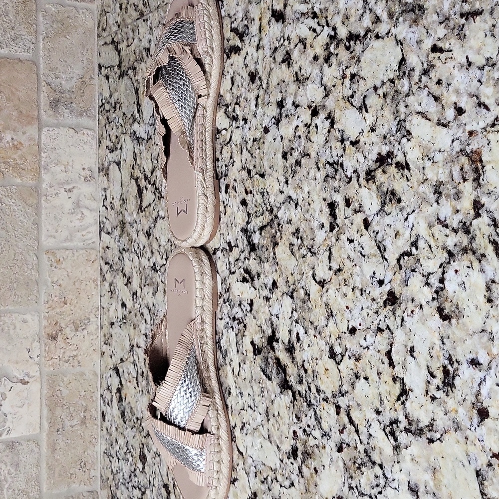 Marc Fisher Beige and Silver Braided Espadrille Slide Sandals - Picture 4 of 10